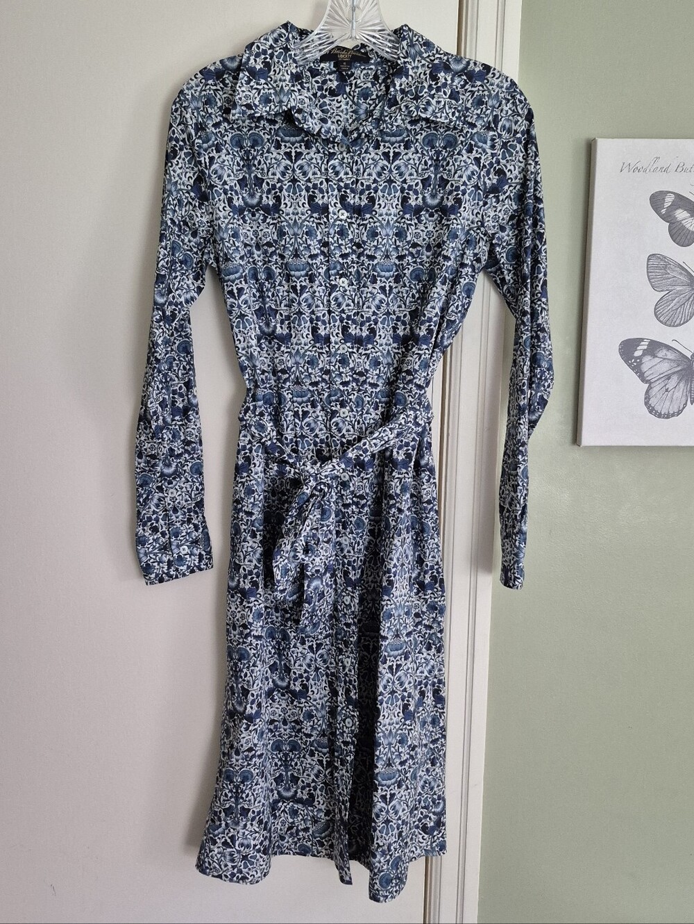EUC Brooks Brothers Liberty Fabric Midi Shirt Dress W/ Belt, US 6